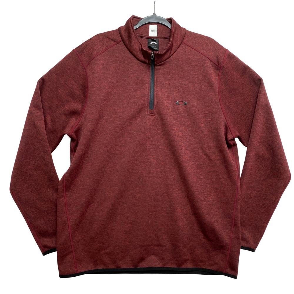 Oakley Pullover Mens XL Burgundy Regular Fit Quarter-Zip Heathered Activewear